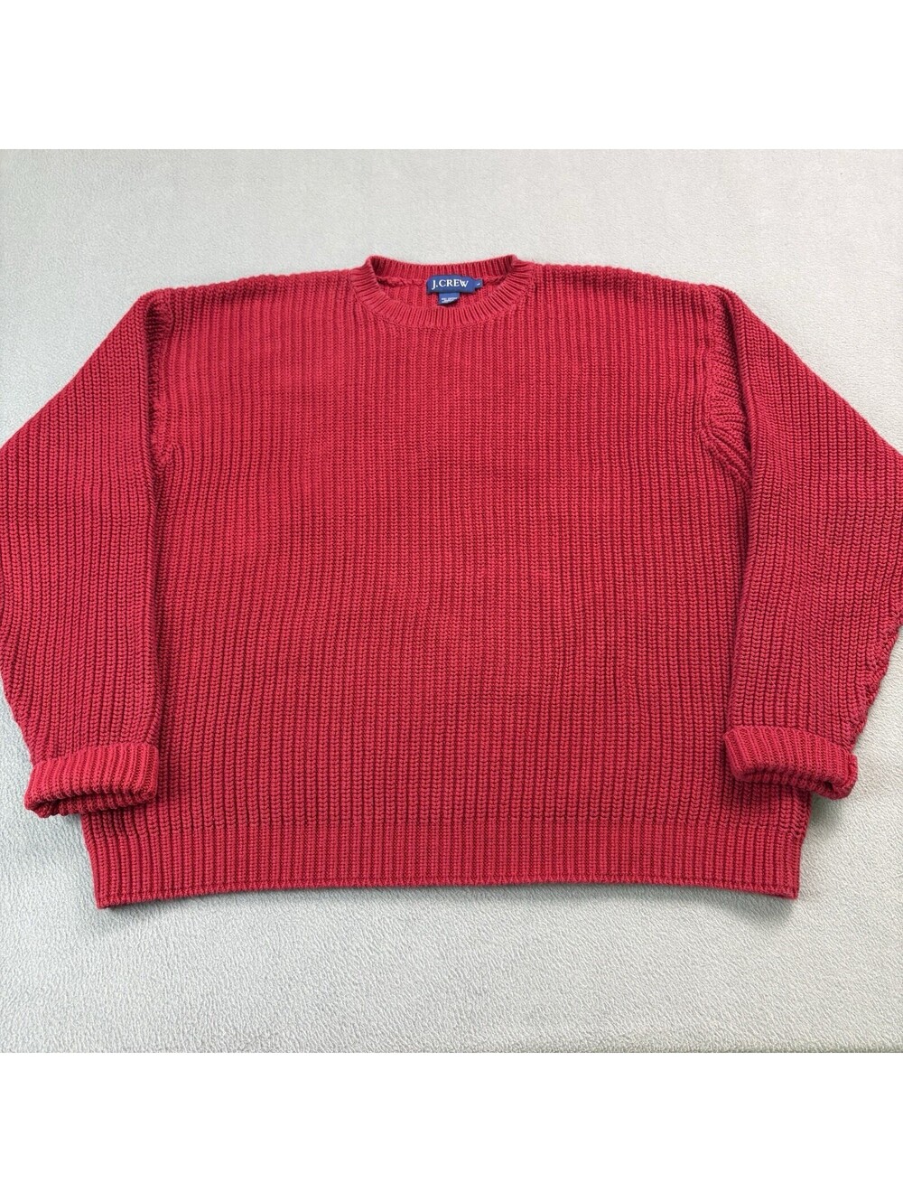 Vintage J Crew Heavier Weight Knit Sweater Size Large Red Cotton
